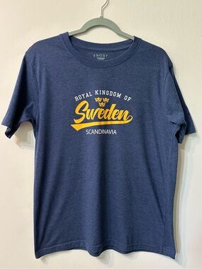 Frost Scandinavian Clothing Sweden Graphic T Shirt Mens L Blue Heathered Tee